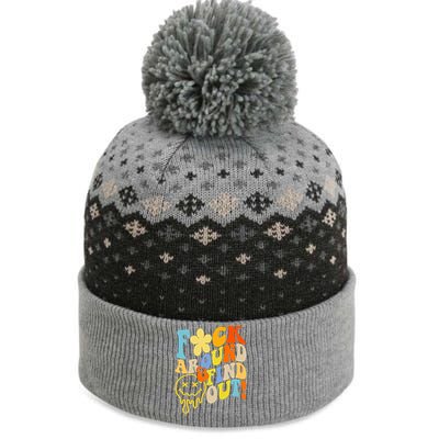 Fuck Around Find Out Smile Retro Groovy Funny The Baniff Cuffed Pom Beanie