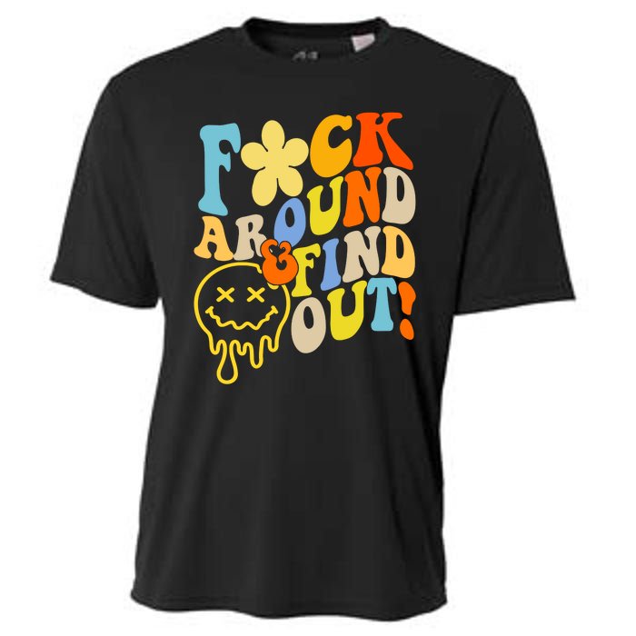 Fuck Around Find Out Smile Retro Groovy Funny Cooling Performance Crew T-Shirt