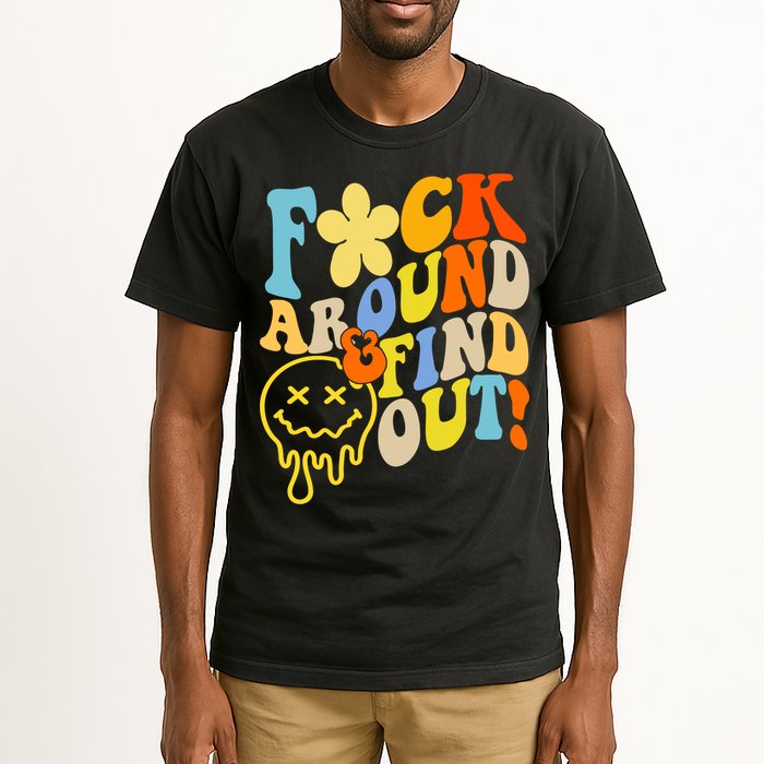 Fuck Around Find Out Smile Retro Groovy Funny Tall T-Shirt