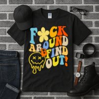 Fuck Around Find Out Smile Retro Groovy Funny Tall T-Shirt