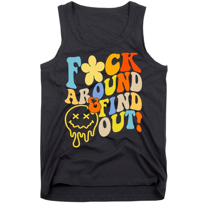 Fuck Around Find Out Smile Retro Groovy Funny Tank Top