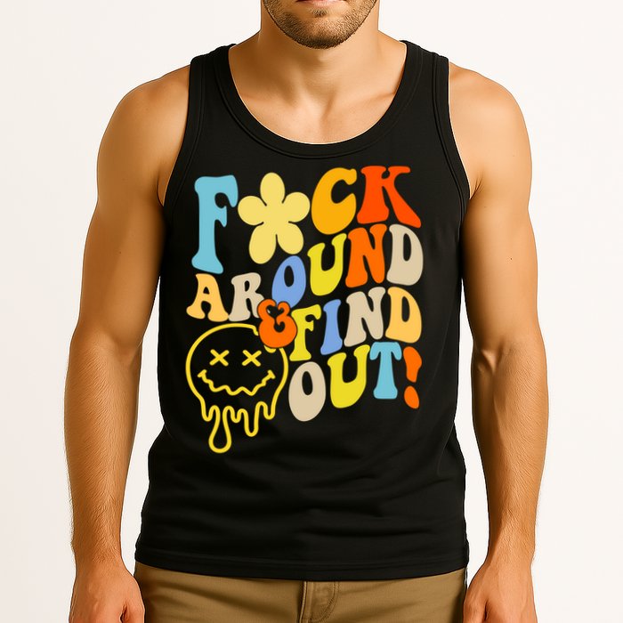 Fuck Around Find Out Smile Retro Groovy Funny Tank Top