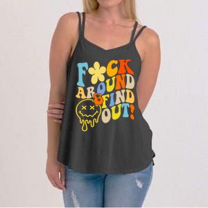 Fuck Around Find Out Smile Retro Groovy Funny Women's Strappy Tank