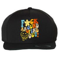 Fuck Around Find Out Smile Retro Groovy Funny Wool Snapback Cap