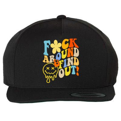 Fuck Around Find Out Smile Retro Groovy Funny Wool Snapback Cap