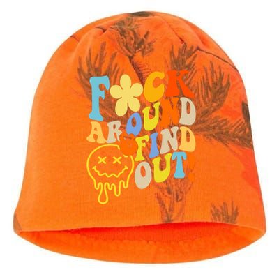 Fuck Around Find Out Smile Retro Groovy Funny Kati - Camo Knit Beanie