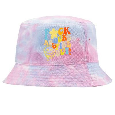 Fuck Around Find Out Smile Retro Groovy Funny Tie-Dyed Bucket Hat