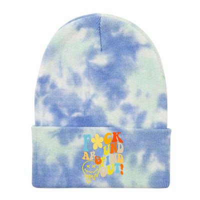 Fuck Around Find Out Smile Retro Groovy Funny Tie Dye 12in Knit Beanie