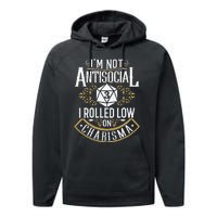 Funny Antisocial Funny Nerdy Gamer Performance Fleece Hoodie