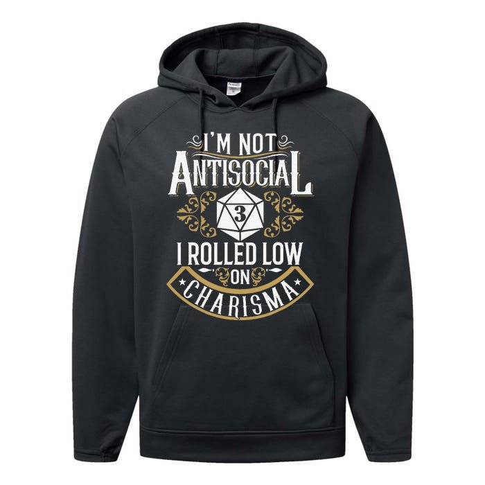 Funny Antisocial Funny Nerdy Gamer Performance Fleece Hoodie