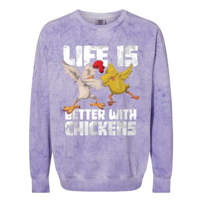 Funny Animal Farmer Dabbing Rooster Dab Hen Chicken Colorblast Crewneck Sweatshirt