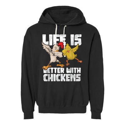 Funny Animal Farmer Dabbing Rooster Dab Hen Chicken Garment-Dyed Fleece Hoodie