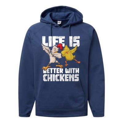 Funny Animal Farmer Dabbing Rooster Dab Hen Chicken Performance Fleece Hoodie