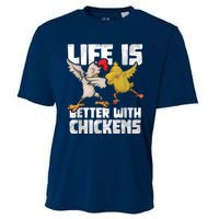 Funny Animal Farmer Dabbing Rooster Dab Hen Chicken Cooling Performance Crew T-Shirt