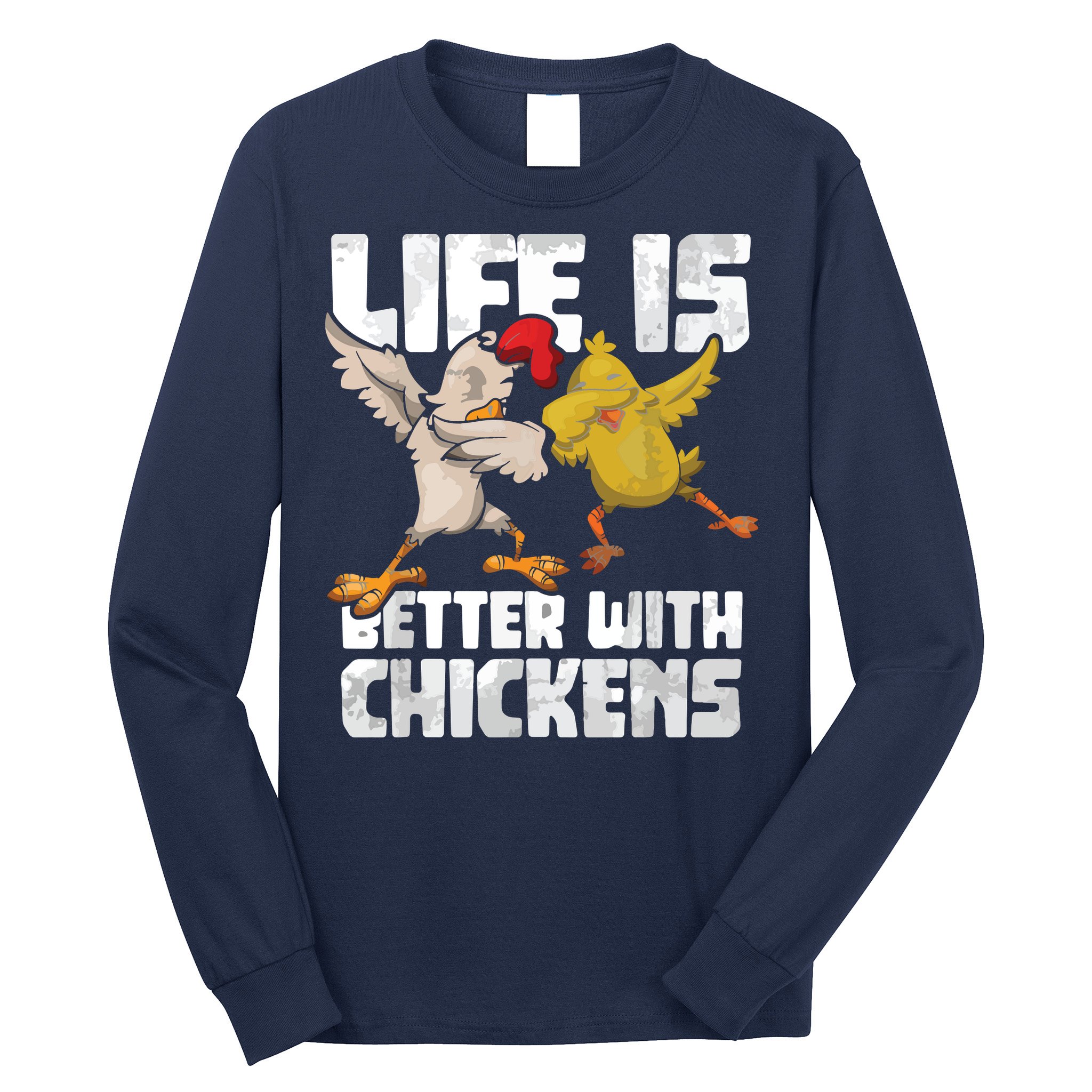 Funny Animal Farmer Dabbing Rooster Dab Hen Chicken Long Sleeve Shirt