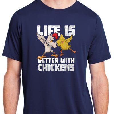 Funny Animal Farmer Dabbing Rooster Dab Hen Chicken Adult ChromaSoft Performance T-Shirt