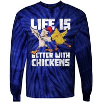 Funny Animal Farmer Dabbing Rooster Dab Hen Chicken Tie-Dye Long Sleeve Shirt