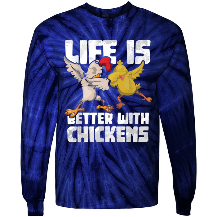 Funny Animal Farmer Dabbing Rooster Dab Hen Chicken Tie-Dye Long Sleeve Shirt