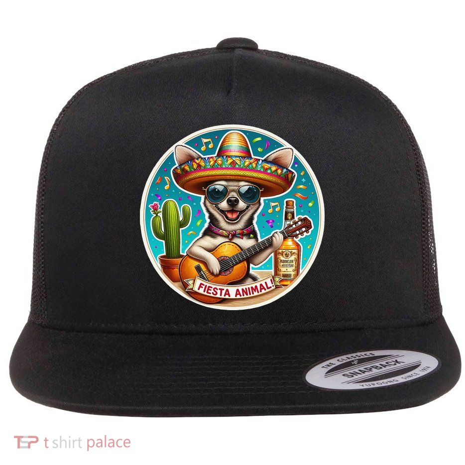Fiesta Animal Funny Mexican Chihuahua Cinco De Mayo Dog Fun Flat Bill Trucker Hat
