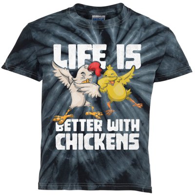 Funny Animal Farmer Kids Dabbing Rooster Dab Hen Chicken Kids Tie-Dye T-Shirt