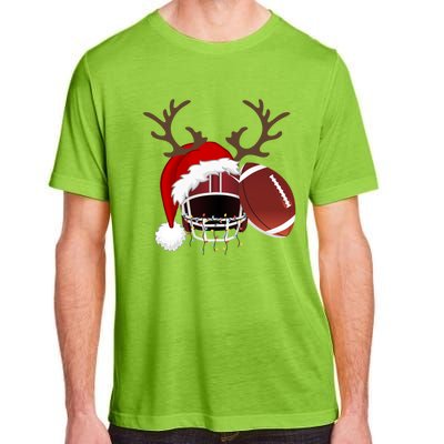 Funny American Football Reindeer Santa Hat Christmas Holiday Gift Adult ChromaSoft Performance T-Shirt