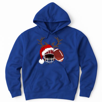 Funny American Football Reindeer Santa Hat Christmas Holiday Gift Hoodie