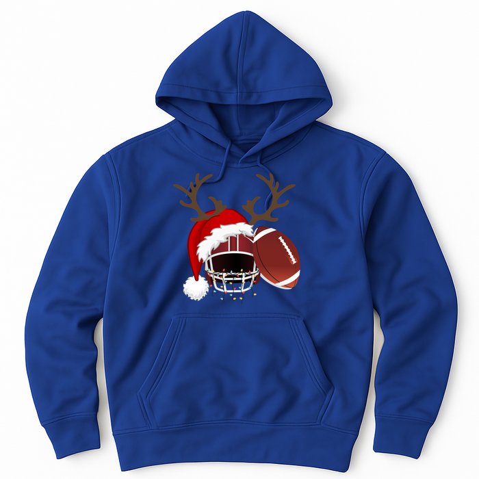 Funny American Football Reindeer Santa Hat Christmas Holiday Gift Hoodie