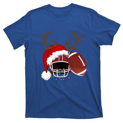 Funny American Football Reindeer Santa Hat Christmas Holiday Gift T-Shirt