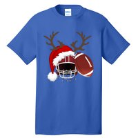 Funny American Football Reindeer Santa Hat Christmas Holiday Gift Tall T-Shirt