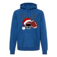 Funny American Football Reindeer Santa Hat Christmas Holiday Gift Premium Hoodie