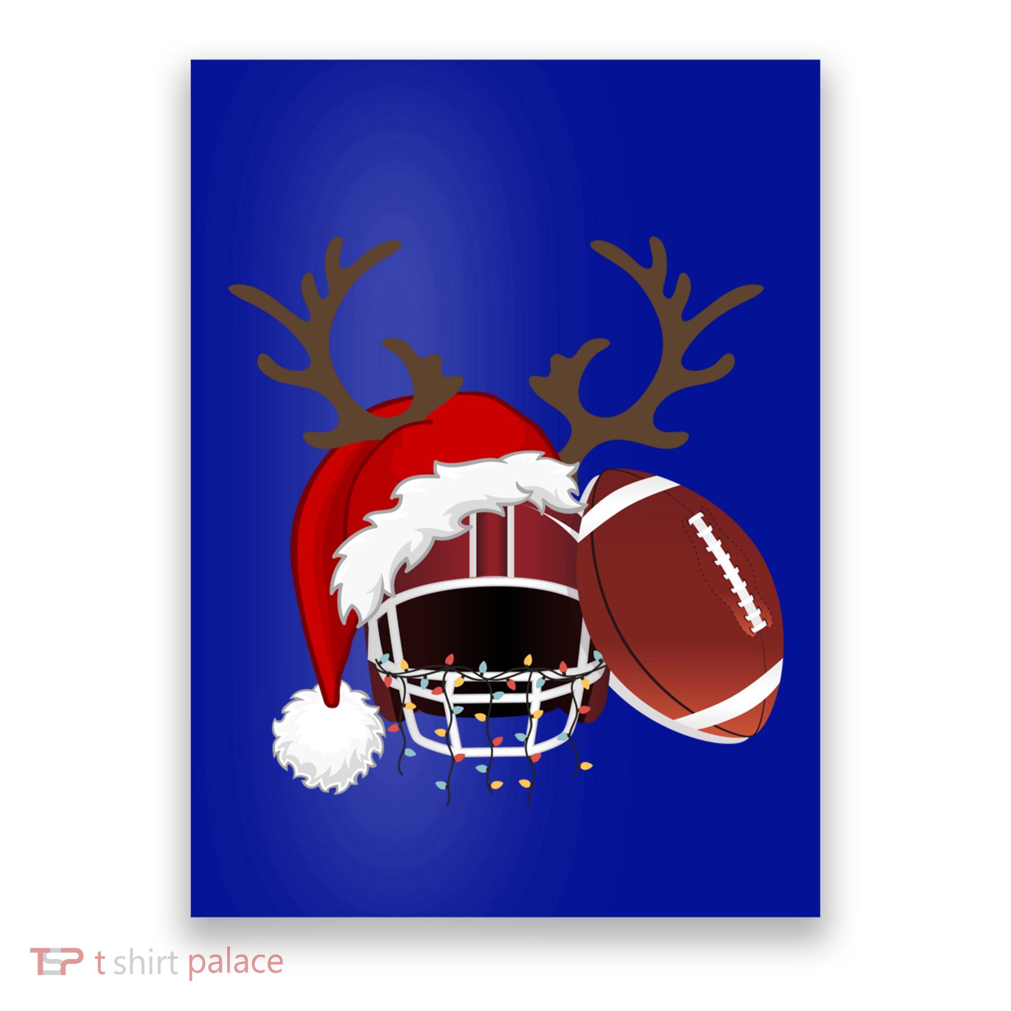 Funny American Football Reindeer Santa Hat Christmas Holiday Gift Poster