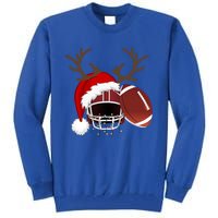 Funny American Football Reindeer Santa Hat Christmas Holiday Gift Tall Sweatshirt