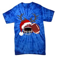 Funny American Football Reindeer Santa Hat Christmas Holiday Gift Tie-Dye T-Shirt