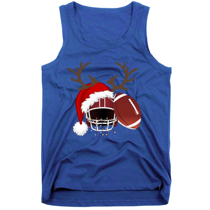 Funny American Football Reindeer Santa Hat Christmas Holiday Gift Tank Top