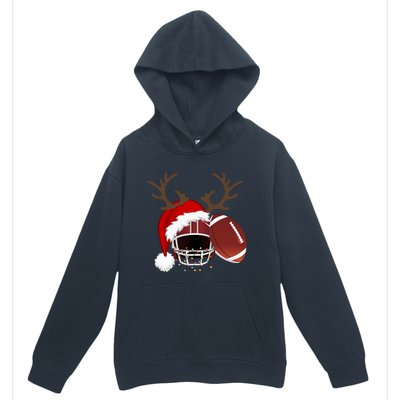 Funny American Football Reindeer Santa Hat Christmas Holiday Gift Urban Pullover Hoodie