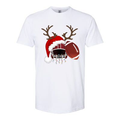 Funny American Football Reindeer Santa Hat Christmas Holiday Gift Softstyle CVC T-Shirt