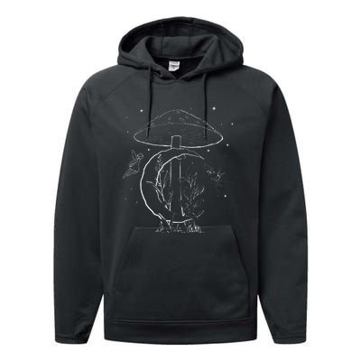 Fairycore Aesthetic Fairy Core Grunge Mushroom Moon Fairies Performance Fleece Hoodie