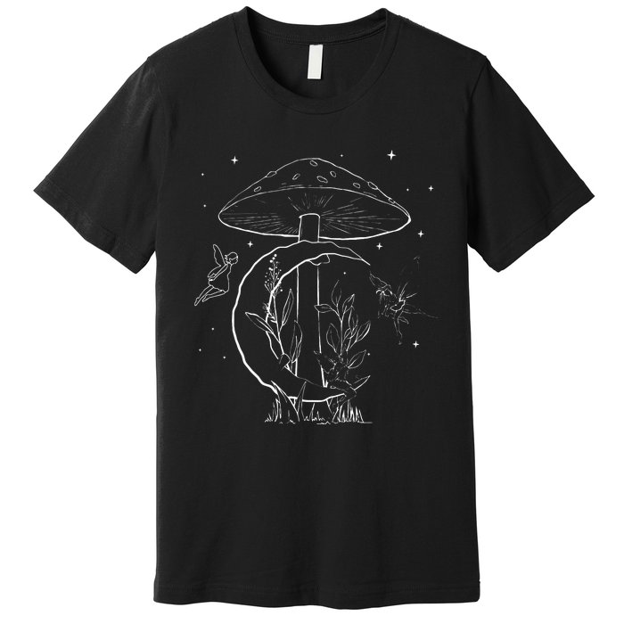 Fairycore Aesthetic Fairy Core Grunge Mushroom Moon Fairies Premium T-Shirt