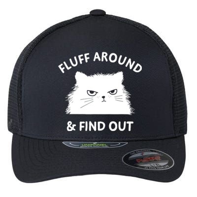 Fluff Around Funny Sarcastic Cat Lady Quote Humor Flexfit Unipanel Trucker Cap