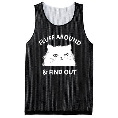 Fluff Around Funny Sarcastic Cat Lady Quote Humor Mesh Reversible Basketball Jersey Tank