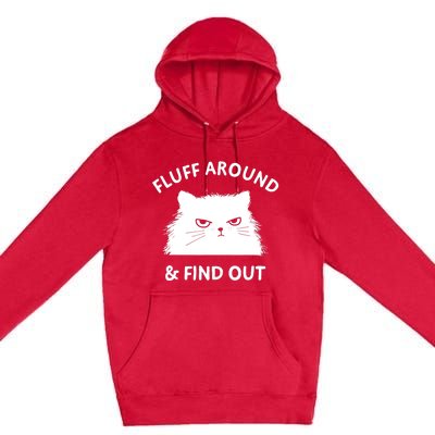 Fluff Around Funny Sarcastic Cat Lady Quote Humor Premium Pullover Hoodie