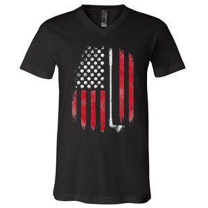 Funny American Flag Golf For Golfer V-Neck T-Shirt