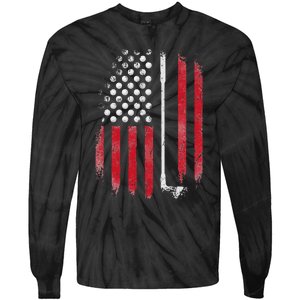 Funny American Flag Golf For Golfer Tie-Dye Long Sleeve Shirt