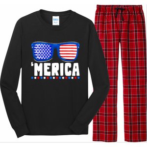 Funny American Flag Fourth 4th Of July Family Funny Gift Long Sleeve Pajama Set