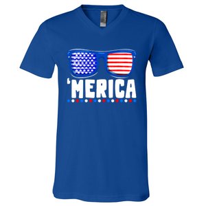 Funny American Flag Fourth 4th Of July Family Funny Gift V-Neck T-Shirt