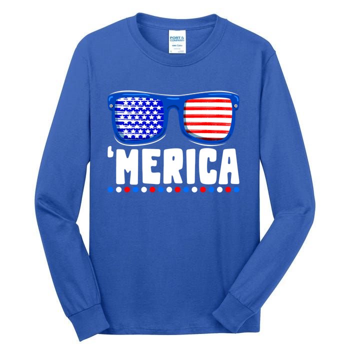 Funny American Flag Fourth 4th Of July Family Funny Gift Tall Long Sleeve T-Shirt