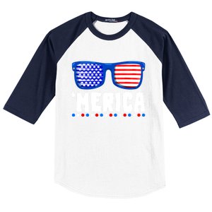 Funny American Flag Fourth 4th Of July Family Funny Gift Baseball Sleeve Shirt