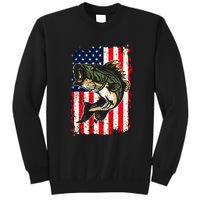 Fishing American Flag Vintage Funny Gift USA Bass Fisherman Gift Sweatshirt