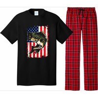 Fishing American Flag Vintage Funny Gift USA Bass Fisherman Gift Pajama Set