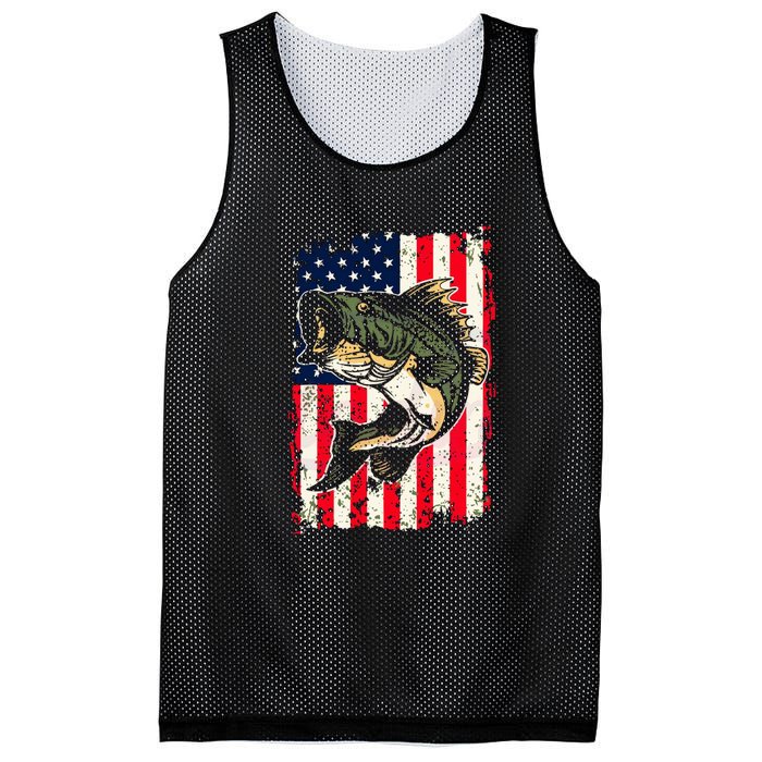 Fishing American Flag Vintage Funny Gift USA Bass Fisherman Gift Mesh Reversible Basketball Jersey Tank